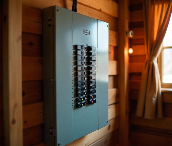 Modern breaker panel shown after upgrade. Modern breaker panel shown after upgrade.